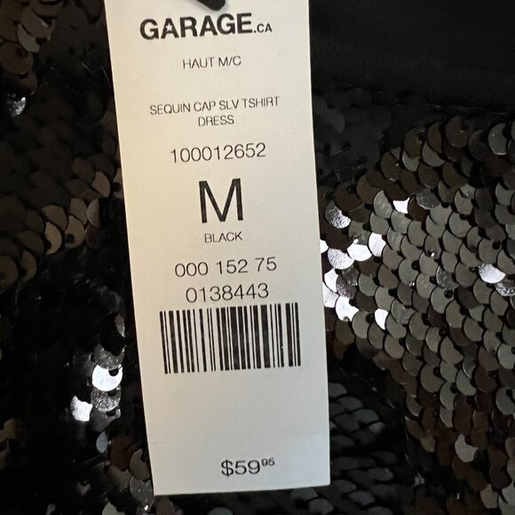 Garage Sequin Dress- Black- Cap Sleeve - Picture 3 of 5